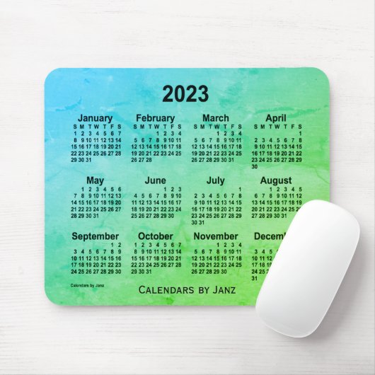 2023 Green Leaf Gray Calendar von Janz Mouse Pad Mousepad (Mit Mouse)