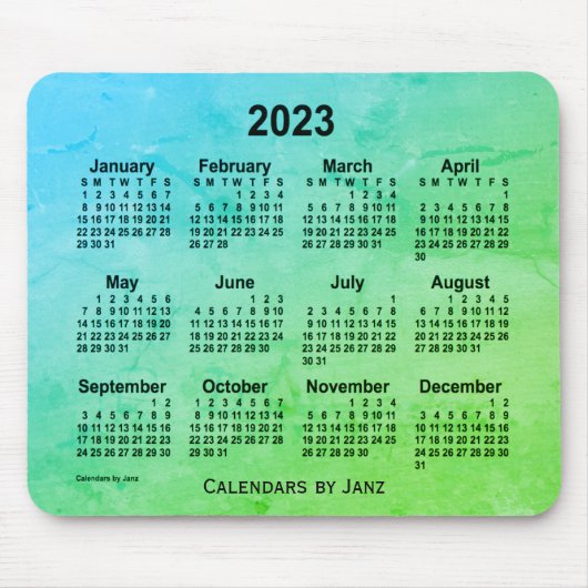 2023 Green Leaf Gray Calendar von Janz Mouse Pad Mousepad (Vorne)