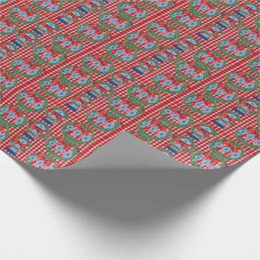 2023 Green Red Ginger Jars Gingham Geschenkpapier (Ecke)