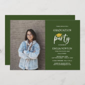 2023 Grüne Gold Foto Graduation Party Einladung (Vorne/Hinten)