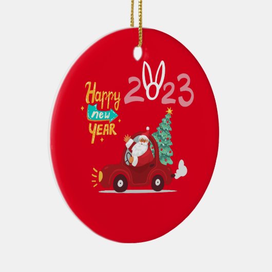 2023 Happy New Year Driver Santa Claus Car Red Keramik Ornament (Rechts)