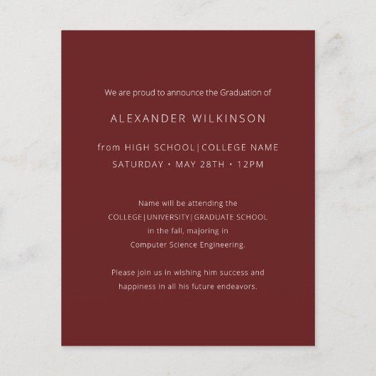 2023 HAUSHALTSPLAN Red Modern 2 Foto Grad Ankündig Flyer (Hinten)