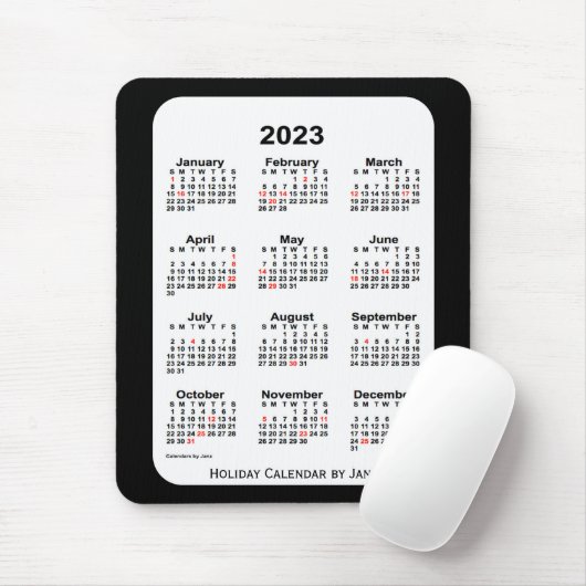 2023 Holiday Two Tone Black Calendar von Janz Mousepad (Mit Mouse)