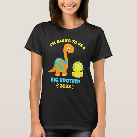 2023 I'm Going To Be A Big Brother Brontosaurus Di T-Shirt (Vorderseite)
