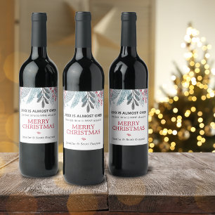 2023 Is Almost Over Greenery Name Holiday Weinetikett