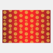 2023 Jahr der Kaninchen Rot und Gold Geschenkpapier Set (Vorderseite 3)