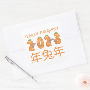 2023 JAHR DER RABBIT chinesischen Geschenkidee Neu Quadratischer Aufkleber