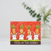 2023 Jahr der Rabbit-Postkarte Postkarte (Stehend Vorderseite)