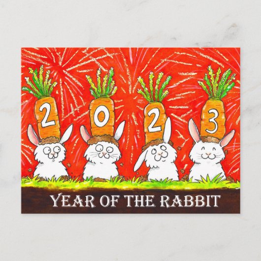 2023 Jahr der Rabbit-Postkarte Postkarte (Vorderseite)
