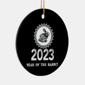 2023 Jahr des Kaninchen Chinesisches Neujahr Keramik Ornament (Rechts)