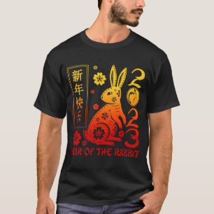 2023 Jahr des Kaninchens Zodiac-Zeichen glücklich  T-Shirt
