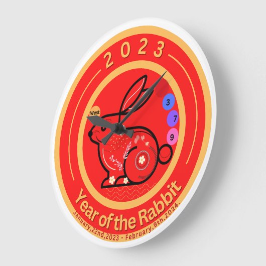 2023-Jahr des Rabbit Design Classic Acryl Pr Große Wanduhr (Winkel)