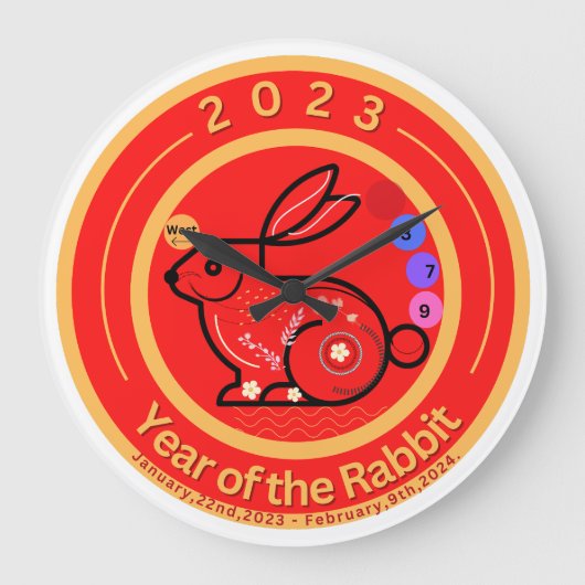 2023-Jahr des Rabbit Design Classic Acryl Pr Große Wanduhr (Vorderseite)