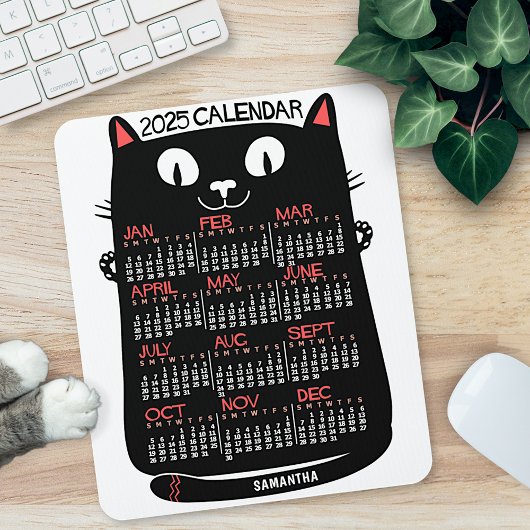 2023 Jahres-Monats-Kalender Mid-Century Schwarze K Mousepad