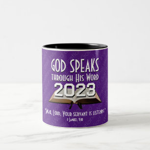 2023 JEDES JAHR Lila Gottes Word Bibel Christlich Zweifarbige Tasse
