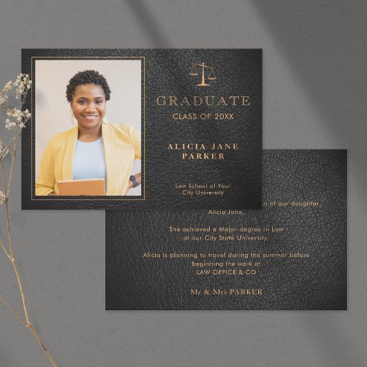 2023 Jura School Abschluss Black Gold Foto Ankündigung