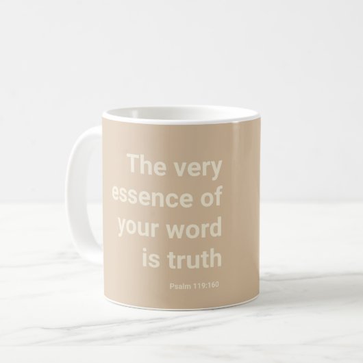 2023 JW Jahr Text Psalm 119:160 Minimal Beige Kaffeetasse (Vorderseite Links)