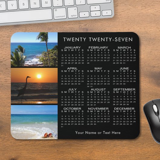 2023 Kalender 3 Foto Personalisiert Schwarz Mousepad
