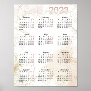 2023 Kalender, Aquarell Jahreskalender, Modern Poster