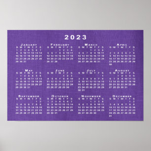 2023 Kalender auf violetter Linenstruktur-Foto Poster