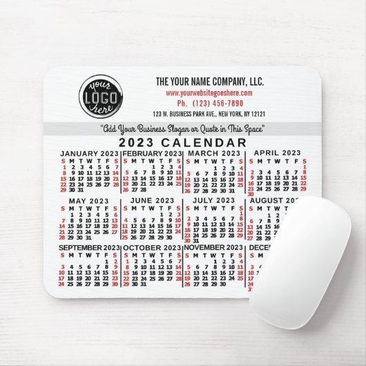 2023 Kalender Benutzerdefinierter Firmenname Weiße Mousepad (Mit Mouse)