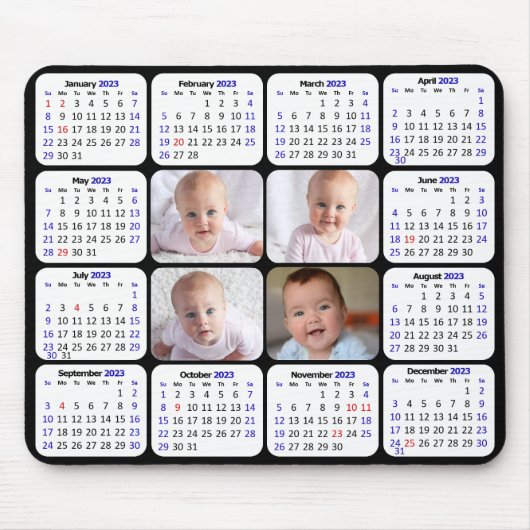 2023 Kalender Benutzerdefiniertes Foto Modernes Mousepad (Vorne)