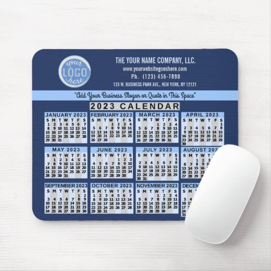 2023 Kalender Blue Easy Custom Business Logo Name Mousepad (Mit Mouse)