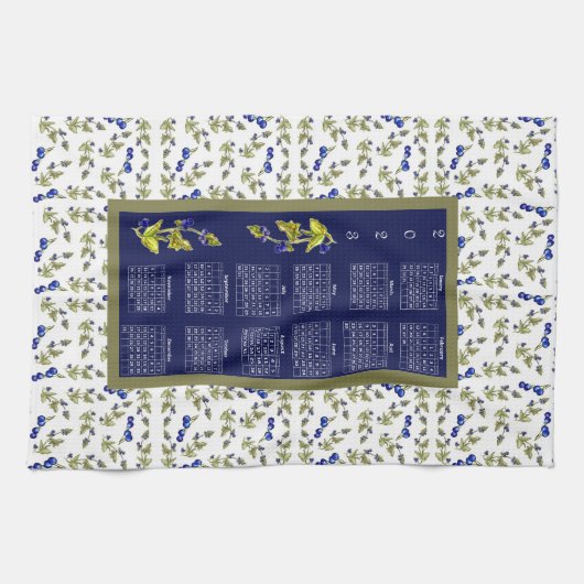 2023 Kalender Blueberries - gestemmte Blätter an d Geschirrtuch (Horizontal)