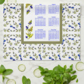 2023 Kalender Blueberries Gestrickte Blätter, weiß Geschirrtuch (Gefaltet)