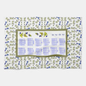 2023 Kalender Blueberries Gestrickte Blätter, weiß Geschirrtuch (Horizontal)