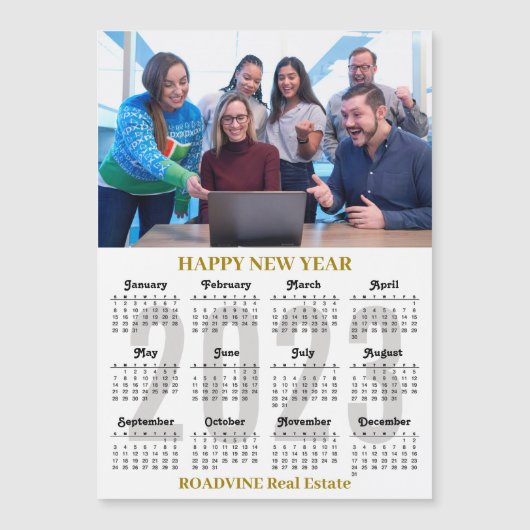 2023 Kalender Business Gold Schwarze Magnetkarte (Vorderseite)