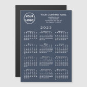 2023 Kalender Business Logo Text Navy Magnet Card (Vorne/Hinten)