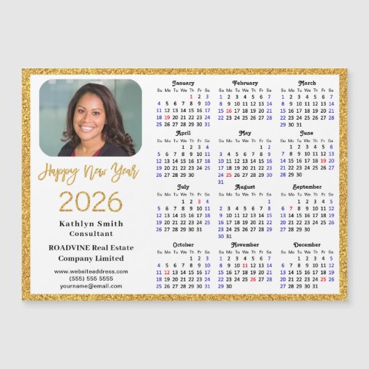 2023 Kalender Business Modernes Foto Magnetkarte (Vorderseite)