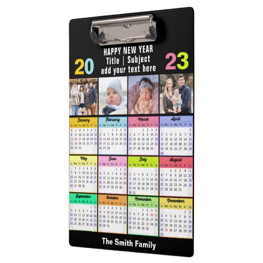 2023 Kalender Custom Family 4 Foto Modern Klemmbrett (Links)