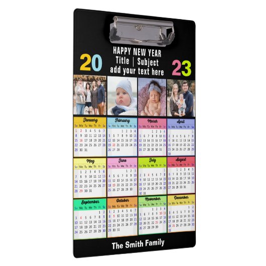 2023 Kalender Custom Family 4 Foto Modern Klemmbrett (Rechts)