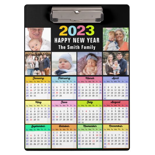 2023 Kalender Custom Family 6 Foto Modern Klemmbrett (Vorderseite)
