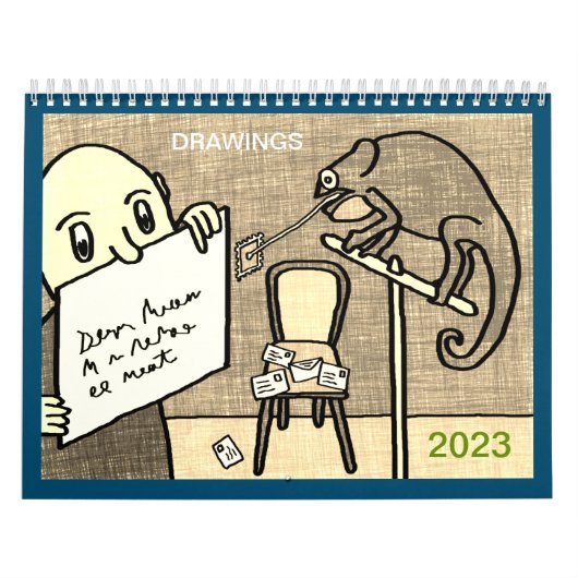 2023 Kalender der kindischen Stil sepia Zeichnunge (Titelbild)