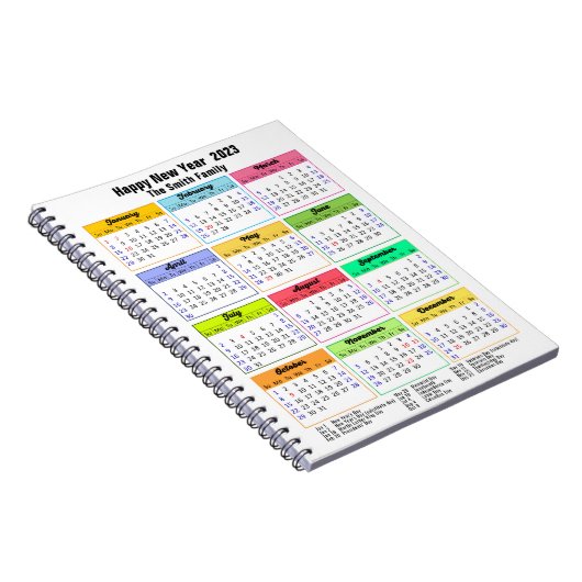 2023 Kalender farbenfroh, alljährlich modern, kund Notizblock (Rechte Seite)