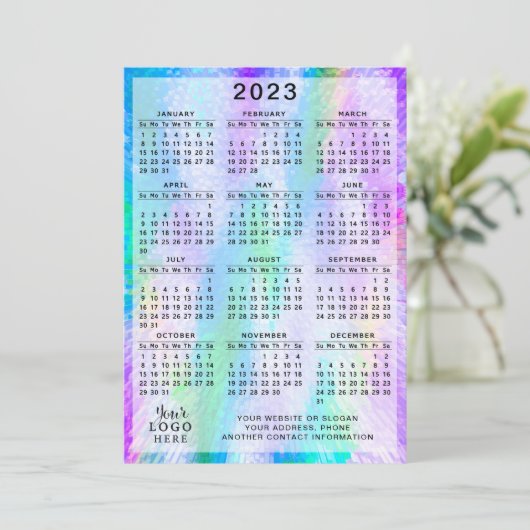 2023 Kalender farbenfroh iridescent holographisch Programm (Stehend Vorderseite)