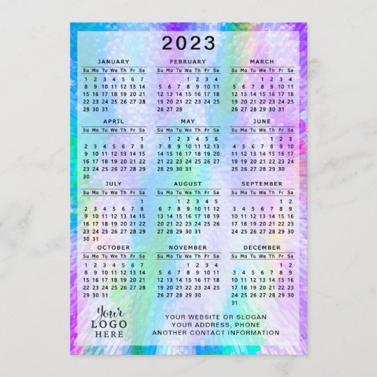 2023 Kalender farbenfroh iridescent holographisch Programm (Vorderseite)