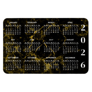 2023 Kalender für die schwarze und goldene Marmorp Magnet