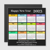 2023 Kalender Gold Script auf Black Business Magne Magnetkarte (Vorne/Hinten)