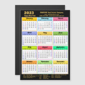 2023 Kalender Gold Script Moderne Magnetkarte (Vorne/Hinten)