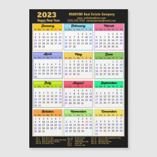 2023 Kalender Gold Script Moderne Magnetkarte