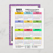 2023 Kalender Lila Modernes Foto Postkarte (Vorne/Hinten)