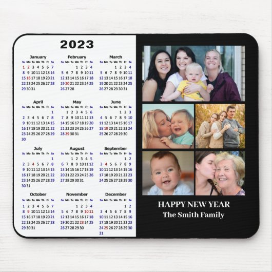 2023 Kalender Minimalistisch 5 Foto Familie Modern Mousepad (Vorne)