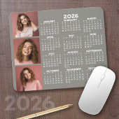 2023 Kalender mit 3 Fotocollage - taupe Mousepad