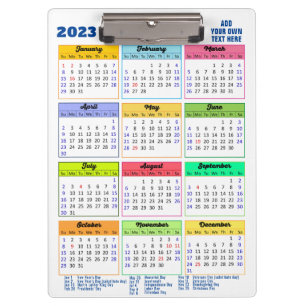 2023 Kalender mit Public Holidays Modern Blue Klemmbrett