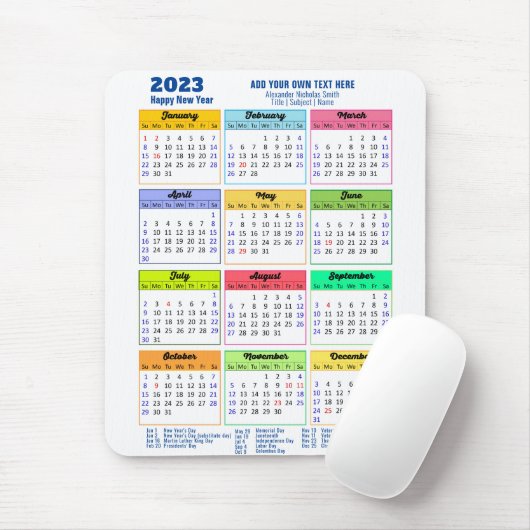 2023 Kalender mit Public Holidays Modern Blue Mousepad (Mit Mouse)