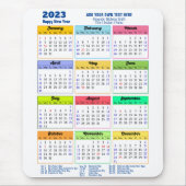 2023 Kalender mit Public Holidays Modern Blue Mousepad (Vorne)